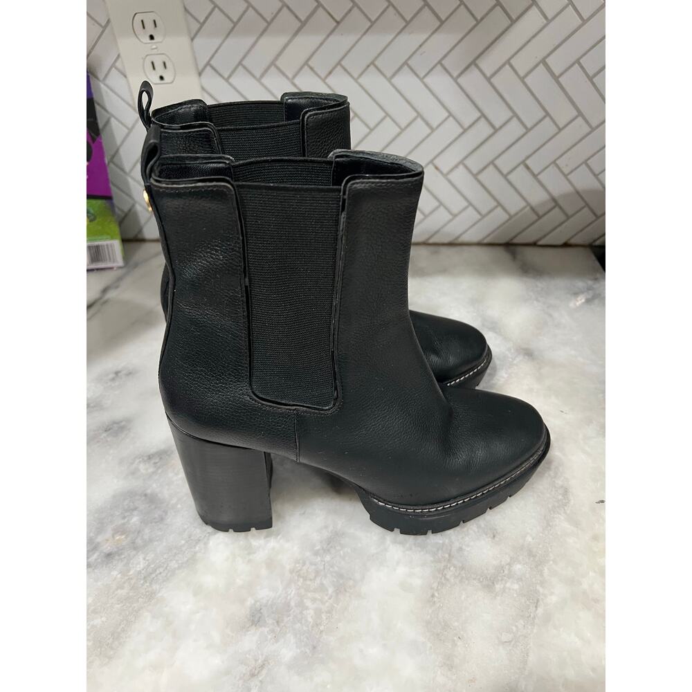 Tory Burch Chelsea 70mm Lug Bootie Black Leather Boots Size 10.5M